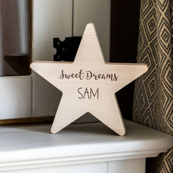Personalised Sweet Dreams Wood Star New Baby Gift, 5 of 5
