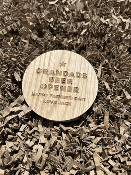 Personsalised Wooden Oak Beer Opener Fridge Magnet Gift, 4 of 5