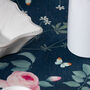 Luxury Linen Like Floral Table Runner Rose Garden Navy, thumbnail 4 of 5