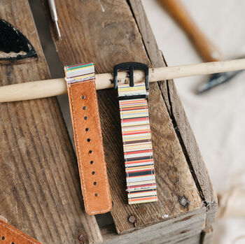 'Stripe' Leather Smartwatch Strap; Handmade Watch Band, 7 of 9