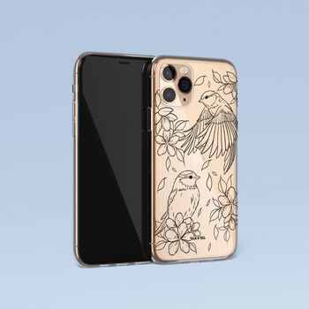 Birds Floral Black Phone Case For iPhone, 4 of 9