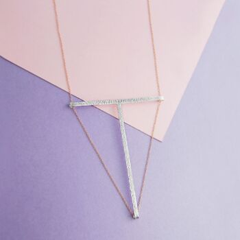 Gold And Silver Plated Geometric T Bar Necklace, 3 of 4