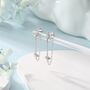 Sterling Silver Starburst Cz Dangle Chain Stud Earrings, thumbnail 1 of 12