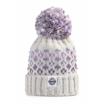 Snowfall Nordic Knit Reflective Super Bobble Hat, 2 of 3