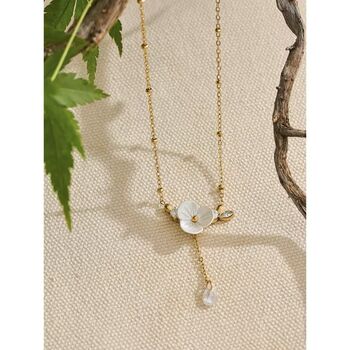 Monaco D’or Gold White Daisy Flower Drop Necklace, 5 of 5