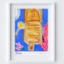 Sourdough Bread And Butter Table Scene Art Print Watercolour Pastel Poster, thumbnail 5 of 7