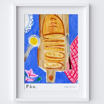 Sourdough Bread And Butter Table Scene Art Print Watercolour Pastel Poster, 5 of 7