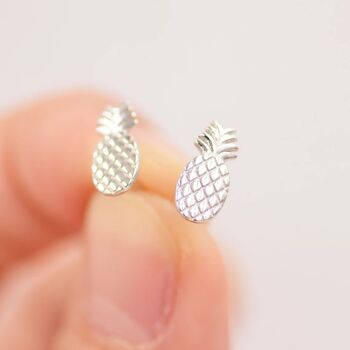 Pineapple Stud Earrings In Sterling Silver, 4 of 11