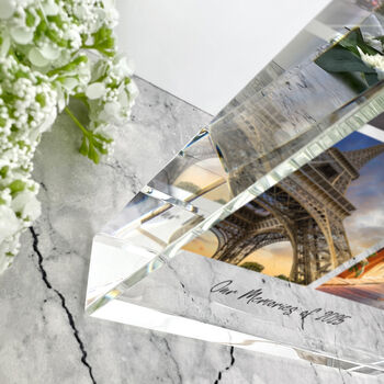 Personalised Freestanding Four Photo Grid Giant Crystal Block 19.5cm X 14cm Portrait, 3 of 7