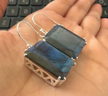 Labradorite Dangle Drop Sterling Silver Earrings, 2 of 9