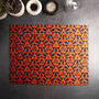 Red Orange Grey Hand Printed Canvas Place Mat Set, thumbnail 9 of 12