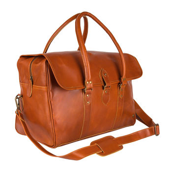 Personalised Buffalo Leather Drake Strapped Weekender, 4 of 9