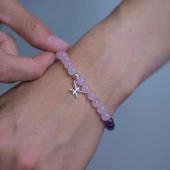 Pisces Birthstone Bracelet With Gemstones And Sterling Silver Zodiac Charm, 3 of 4