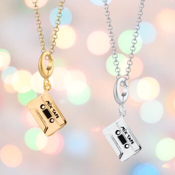 Sterling Silver Cassette Tape Charm Necklace, 5 of 6
