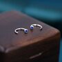 2mm Sapphire Blue Cz Huggie Hoop Earrings, thumbnail 9 of 12