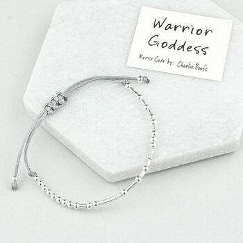 Sterling Silver 'Warrior Goddess' Morse Code Bracelet, 3 of 8