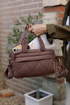 Quilted Changing Stroller Bag Brown/Pears, 3 of 12