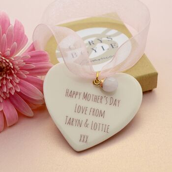 Personalised Mother's Day Heart With Rose Quartz, 2 of 3
