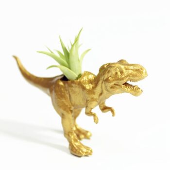 Hand Painted T Rex Dinosaur Planter With A Plant, 3 of 7