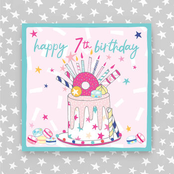 7th Birthday Card Cake Theme Boy/Girl, 2 of 2