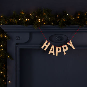 Festive Wooden 'Happy' Christmas Bunting, 2 of 7