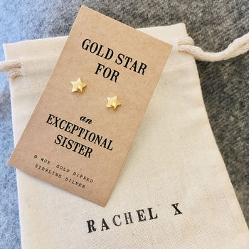 Sister Gift. Gold Star Earrings, 2 of 3