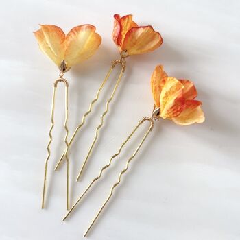 Orange Flower Hair Pins, 5 of 6