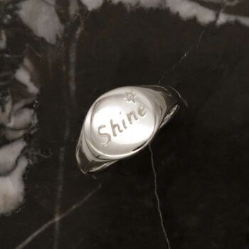 Sterling Silver Round Cushion Signet Ring, 4 of 8