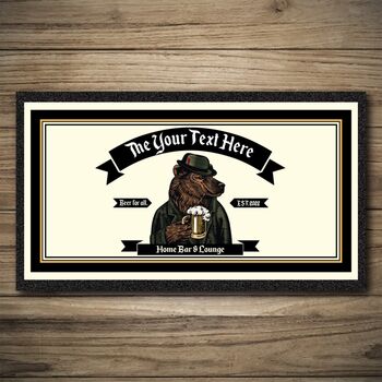 Personalised Bar Runner And Coasters Grizzly Bear, 2 of 8