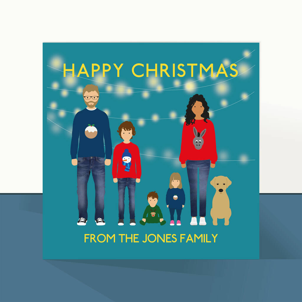 Personalised Family Christmas Cards Pack 'Lights' By Little Florence ...