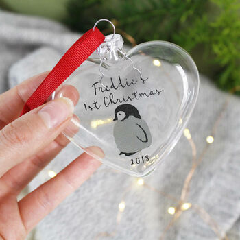 Baby Penguin First Christmas Glass Bauble Decoration, 2 of 7