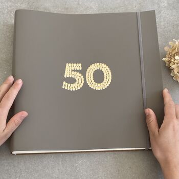 Milestone 50th Birthday Photo Album Recycled Leather Photo Album, 9 of 9