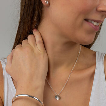 Leaf Texture Sterling Silver Dome Jewellery Set, 4 of 6