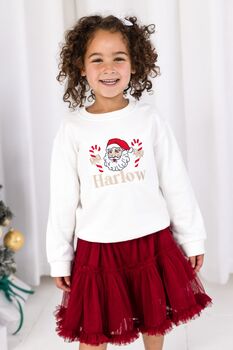 'Believe In The Magic' Vintage Santa Personalised Embroidered Christmas Sweatshirt Jumper, 7 of 7