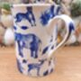 Set Of Six Straight Mugs In Blue Safari Design, thumbnail 11 of 12
