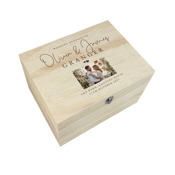 Personalised Wooden Wedding Photo Keepsake Memory Box, 8 of 9