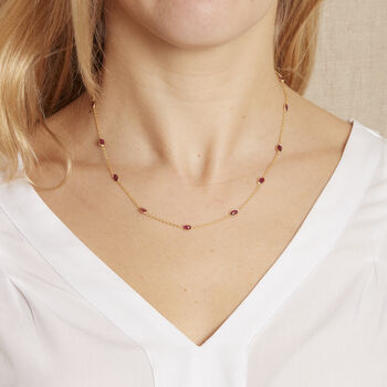 Ruby Gold Plated Silver Chain Collar Necklace, 3 of 7