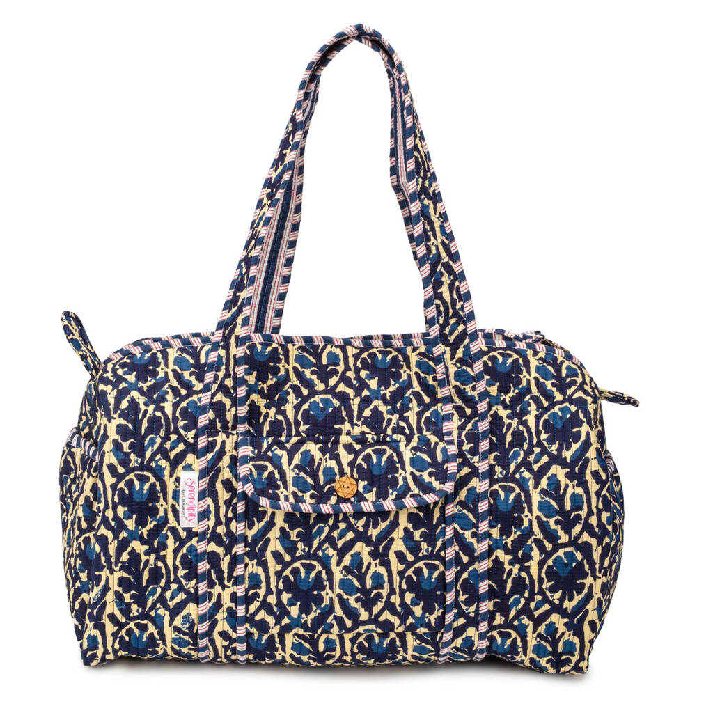 Serendipity Cotton Duffel Bag Indigo Ikat, 1 of 5