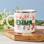 Personalised Floral Name Enamel Mug, thumbnail 1 of 2