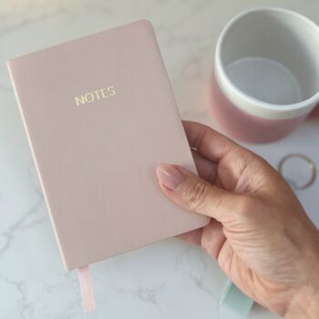 Stylish Gift Box For Her – Ombre Mug, Notebook And Keyring Set In Green, Pink Or Blue, 9 of 12