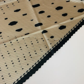 Beige Polka Dot Pleated Silky Scarf, 2 of 4