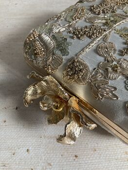 Gold Embroidered Square Handcrafted Clutch Bag, 9 of 10