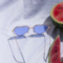 Blue Tint Rimless Colour Tint Heart Sunglasses, thumbnail 3 of 5