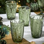 Four Embossed Fern Green Highball Glasses, thumbnail 1 of 7