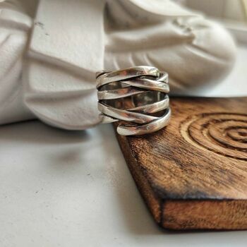 Vintage Chunky Multilayer Twisted Statement Ring, 6 of 6