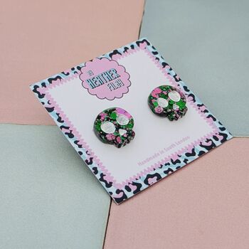 Skeleton Skull Glitter Halloween Resin Studs, 2 of 4