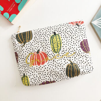 Personalised Pumpkin Print Make Up Pouch Bag, 4 of 5