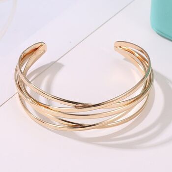 Chunky Silver Plated Multi Strand Bangle, 2 of 6