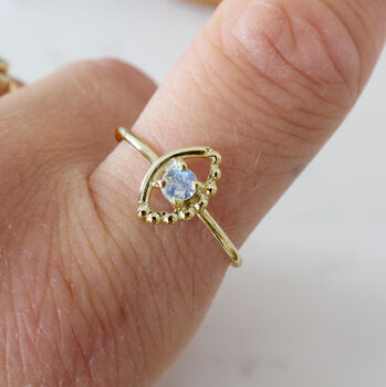 Amara Boho Moonstone 9ct Gold Or Sterling Silver Ring, 3 of 8