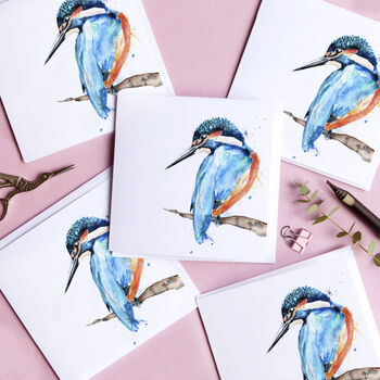 Inky Kingfisher Blank Greeting Card, 3 of 5